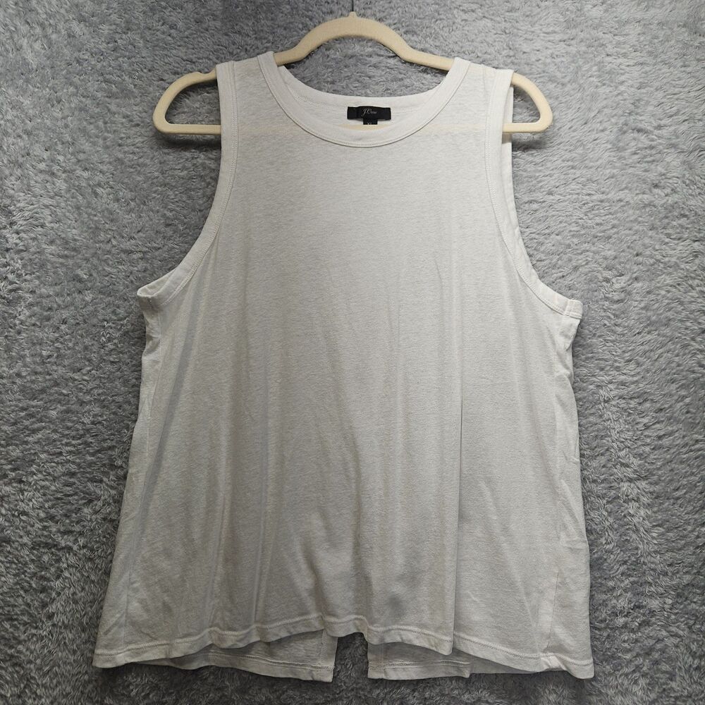 J Crew Womens White Tank Size XL Fly Away Back Minimalist Athleisure Comfort